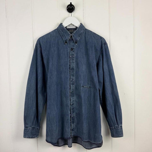 Stone Island Denim Logo Shirt Blue (M)