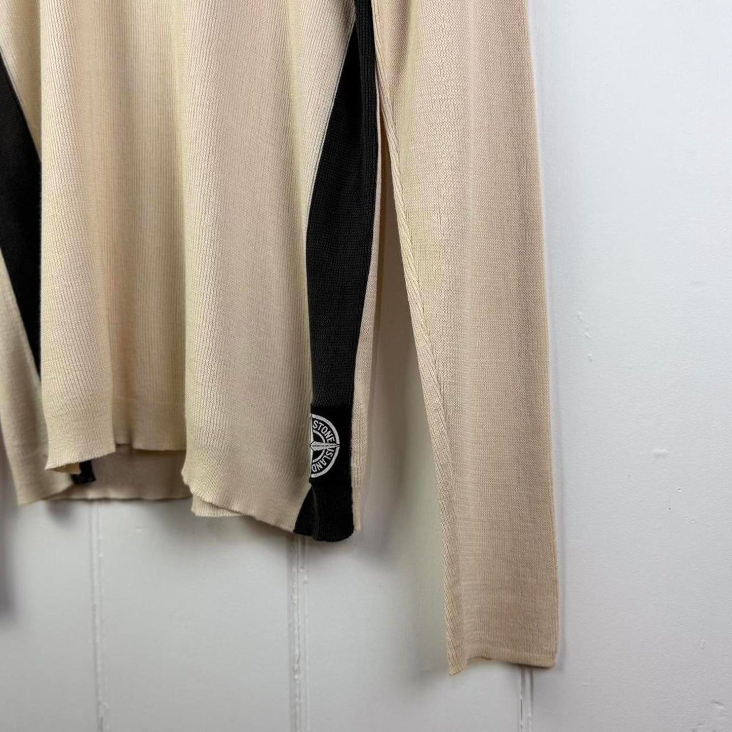 Stone Island Long Sleeve Knit Top Beige/Black (XL)