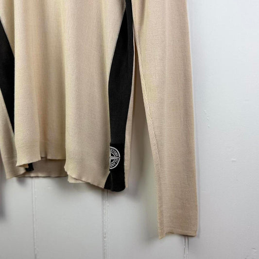 Stone Island Long Sleeve Knit Top Beige/Black (XL)