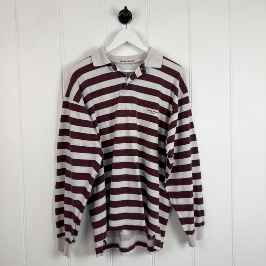 90s Stone Island Striped Marina Polo Shirt (L)
