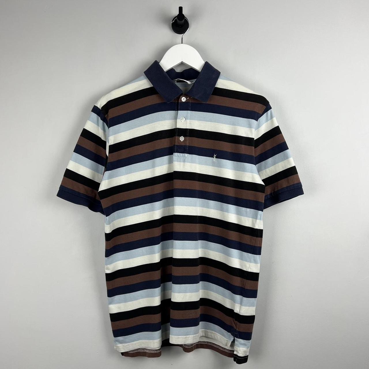 YSL Striped Logo Polo Shirt (M)