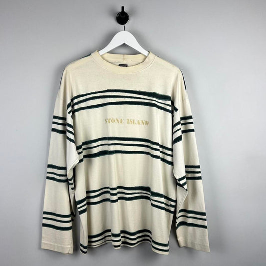 90’s Stone Island Striped Logo LS T-shirt (XL)