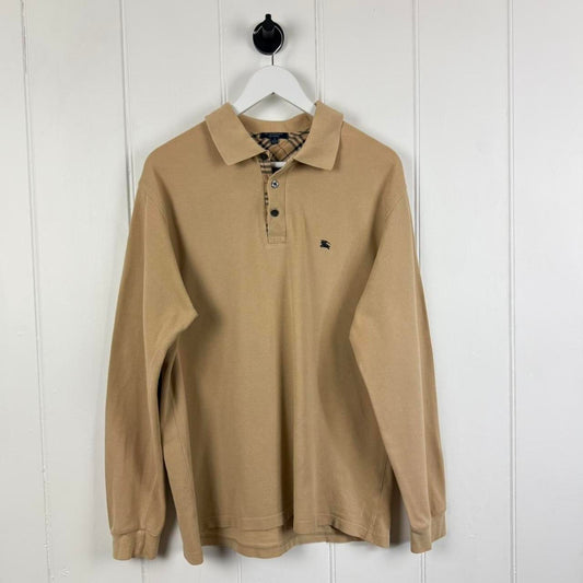00s Burberry Long Sleeve Polo Shirt (L)