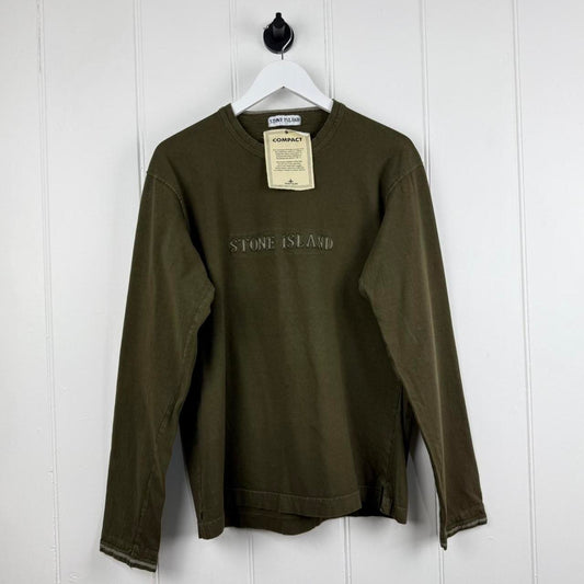 00’s Stone Island Compact Cotton Long Sleeve T-Shirt Olive (L)