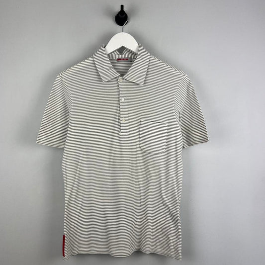 Prada Sport Striped Logo Polo Shirt (M)