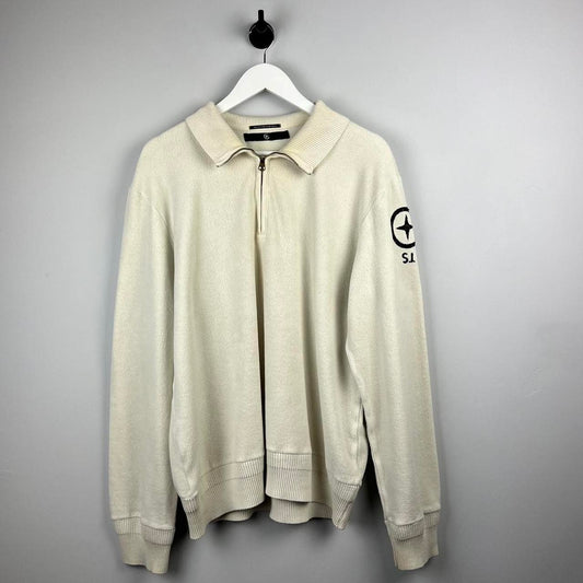 Stone Island Denims Logo Quarter Zip Jumper (XL)