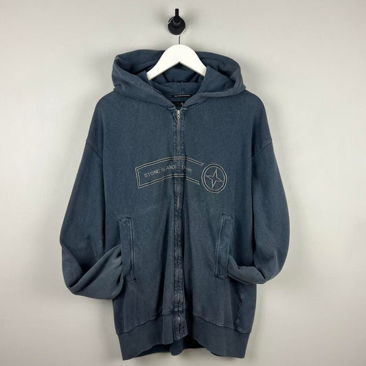 00s Stone Island Logo Zip Hoodie (XL)