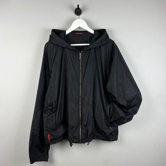 00’s Prada Red Tab Sport Logo Windbreaker Jacket (XL)
