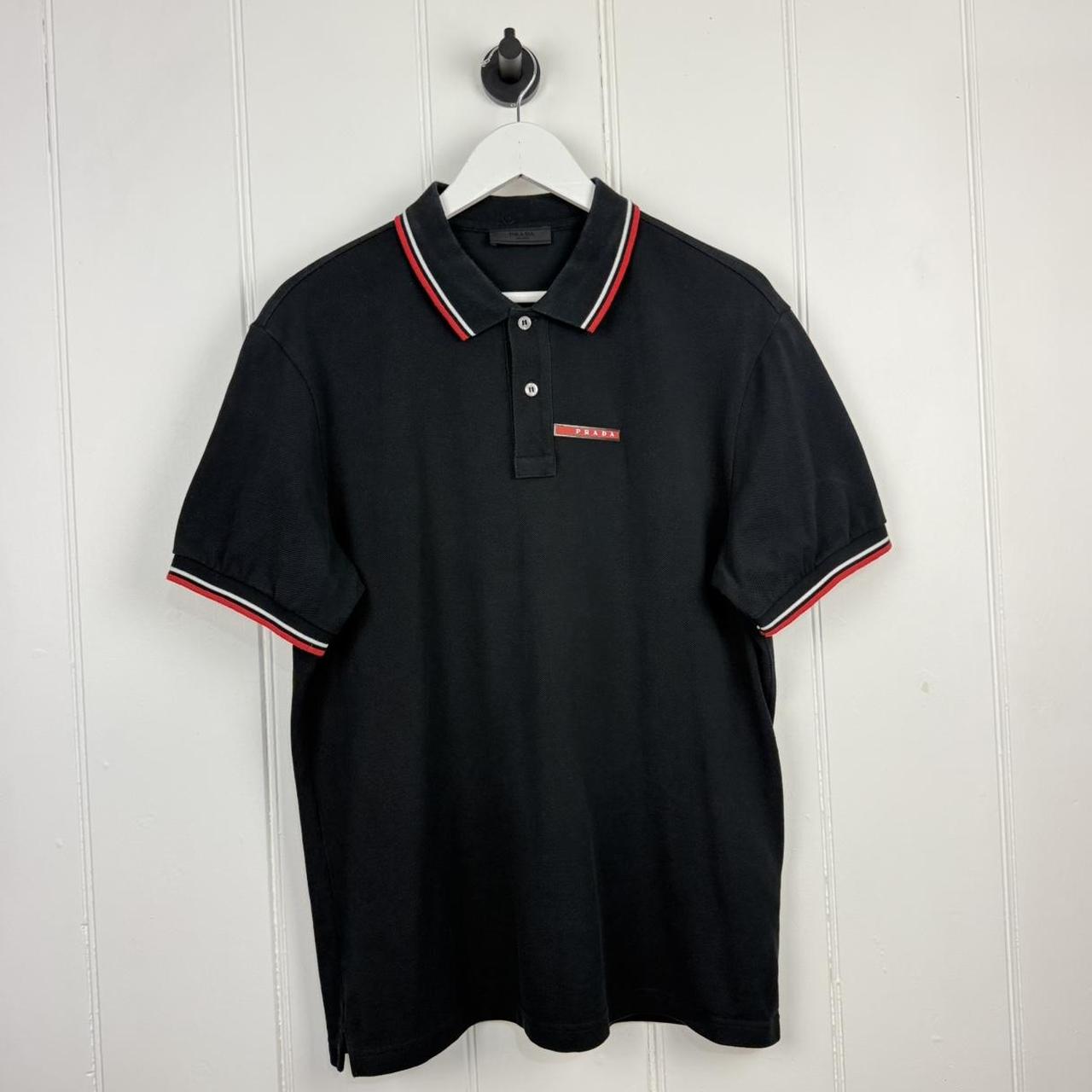 トップス 00s prada sports rubber logo polo sullen prada-2018-blue-polo-shirt-