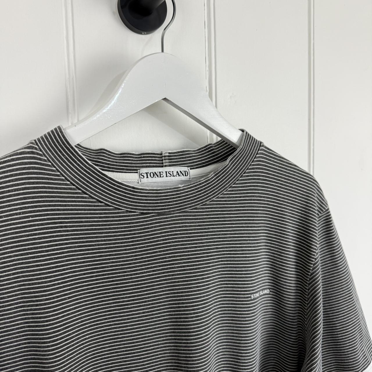 1999 Stone Island Striped Logo T Shirt (M)