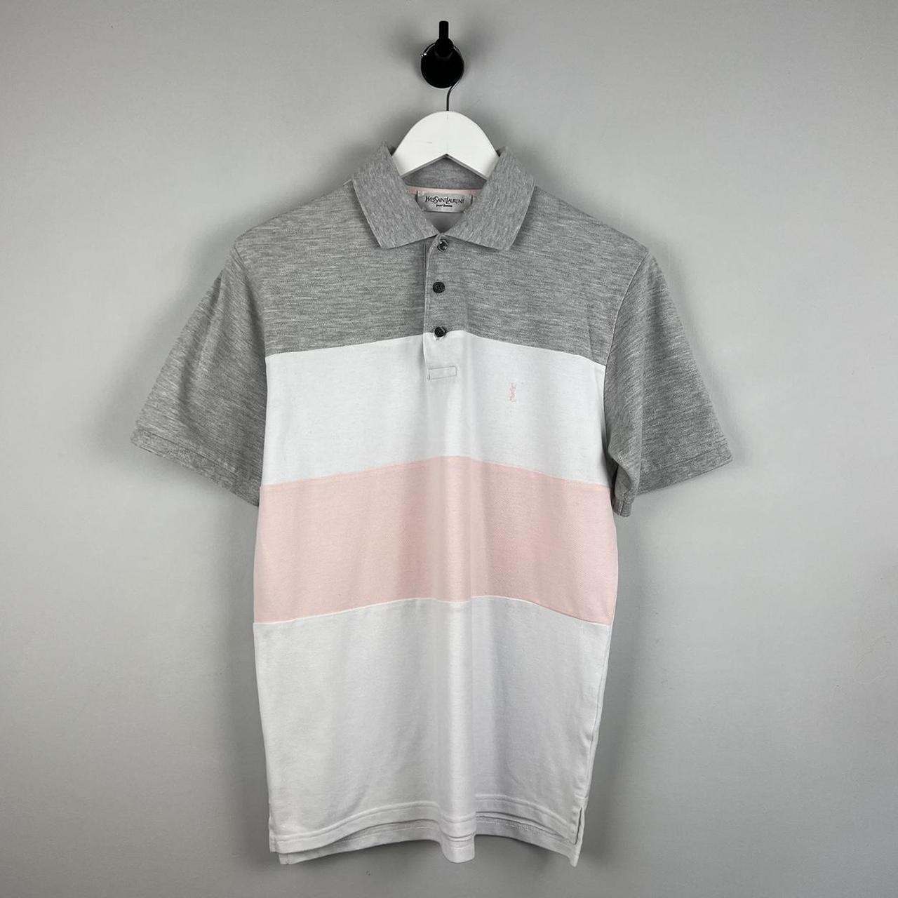 YSL Logo Striped Polo Shirt (S)