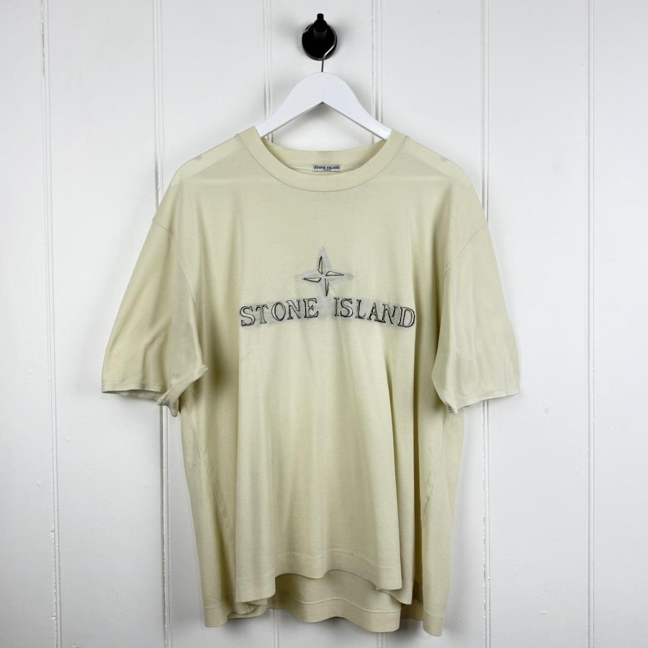 00’s Stone Island Embroidered Logo T-Shirt Cream (L)