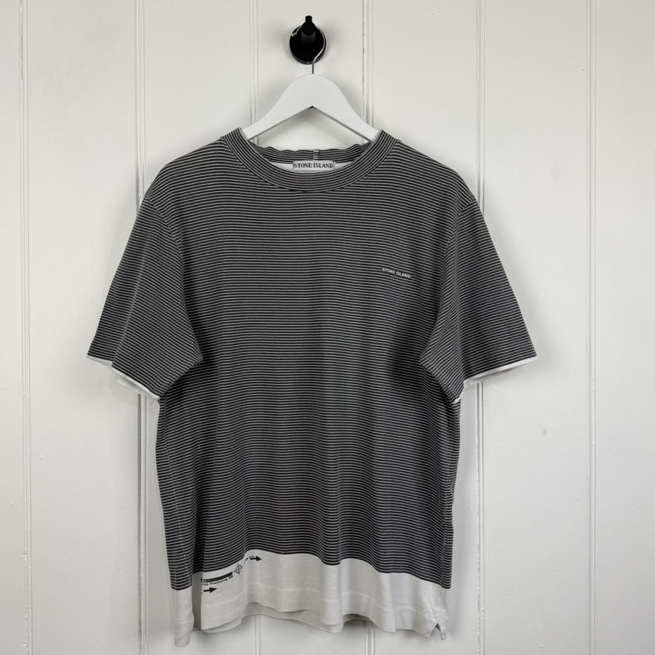 1999 Stone Island Striped Logo T Shirt (M)