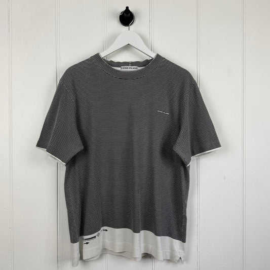 1999 Stone Island Striped Logo T Shirt (M)